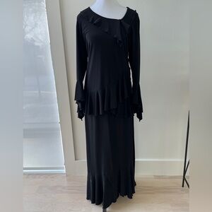 BALI Two Piece Top & Maxi Skirt Ruffle Asymmetric Stretch Evening Event Occasion